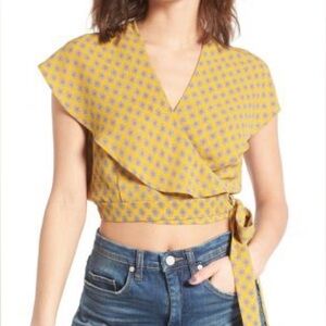 Yellow and Blue Patterned Women's Top